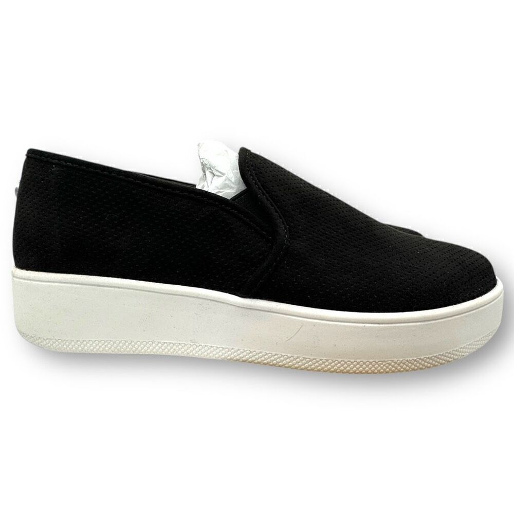 Steve Madden Womens Gracy Perforated Slip-on Sneaker Shoes Black Size 8.5